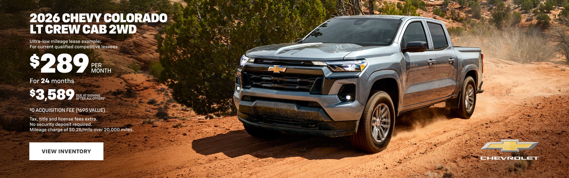 2026 Chevy Colorado LT Crew Cab 2WD. Ultra-low mileage lease example: For qualified lessees with ...